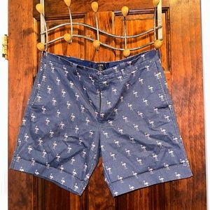 J Crew Reade Shorts ( Men’s ) Blue with Pink Flamnigos  7” Inseam